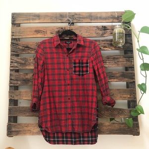 Madewell Red and Navy Plaid Button Down